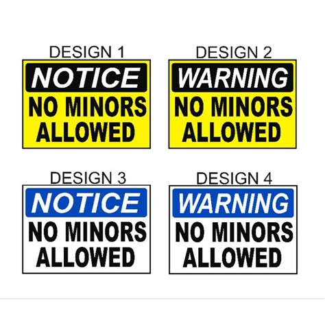No Minors Allowed Signage for walls and establishments PVC.